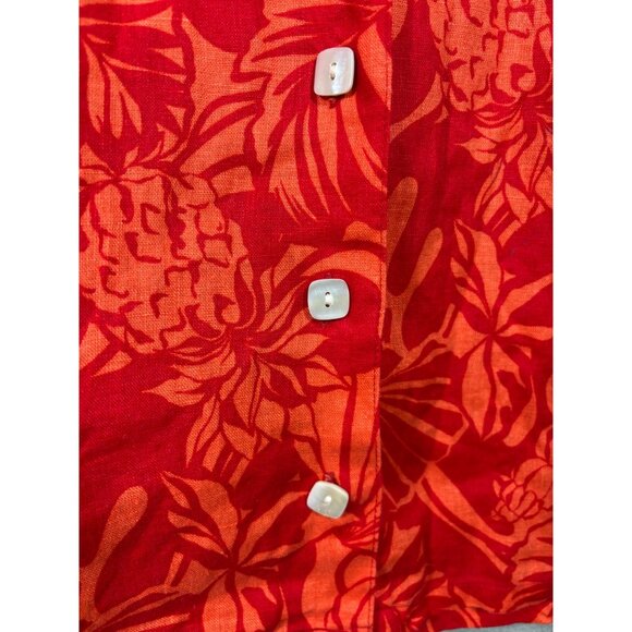 Nicole Miller Womens Shirt XL Red Sleeveless Hawaiian Floral Vest Top‎ - Picture 4 of 6